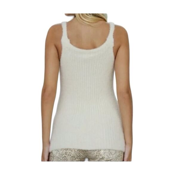 Boston Proper Plush Ribbed Knit Sweater Vest Cream Ivory Sleeveless V-Neck XS - Picture 3 of 8